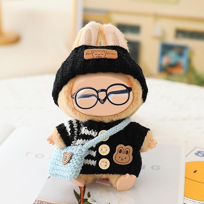 Clothes Set for 15cm/17cm Doll(NO Doll) , Handcrafted Crochet Set Hat & Sweater, Stylish Premium Outfit with Accessories, Cute for Dress up Unique Style