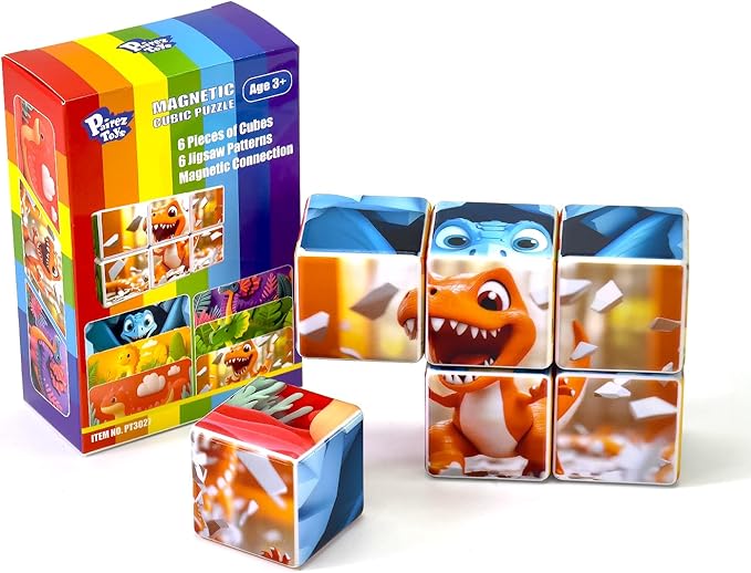 Magnetic Blocks for Toddlers, Dinosaur Theme Magnet Puzzle for Kids, Montessori Toys for 1+, Sensory Toys for Boys & Girls Ages 3 4 5 6