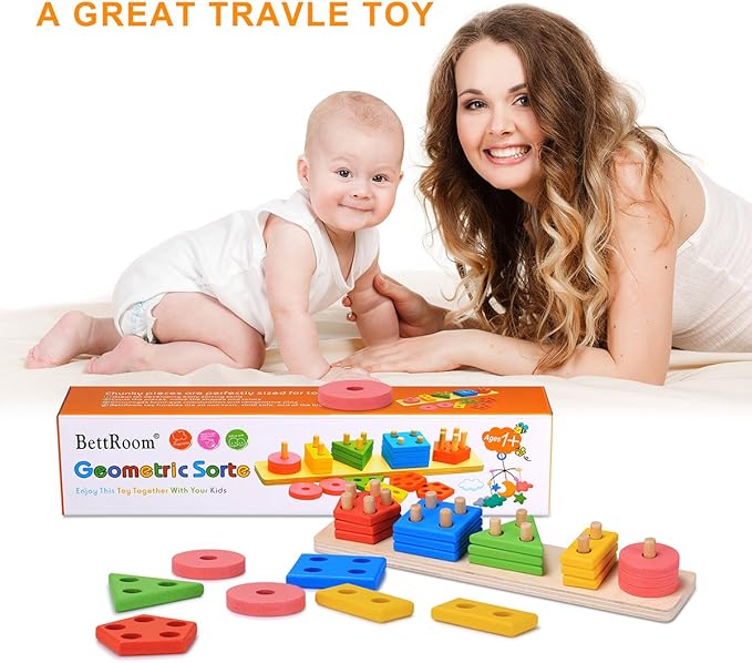 Toddler Toys for 1 2 3 4 5 6 Year Old Boys Girls Birthday Gifts,Montessori Wooden Educational Toys for Kids Learning Puzzles Shape Sorter Toy