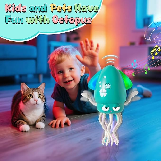Dancing Octopus Baby Toy,Tummy Time Toys for 3+ Years Old Kids,Electric Crawling Octopus Toy,Music Squid Gift