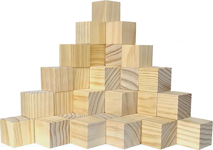 50 PCS 1.5 Inch Smoothed Wooden Cubes,Unfinished Wood Blocks for Crafts,Wood Square Blocks for Crafts,Shower Blocks to Decorate.
