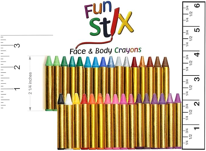 Dress Up America Face Paint Crayons -Safe Non-Toxic Face And Body Paint Made in Taiwan - Halloween Makeup Face Painting Kit for Kids & Adults (32 crayon set)