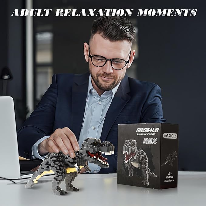 Jurassic Dinosaur Micro Building Blocks, 1530pcs Velociraptor Tyrannosaurus Rex DIY Mini Diamond Blocks Bricks Toy Dinosaur for Boys Age 8-12 9 10 11 12 13 14 15 16 Teens Adults