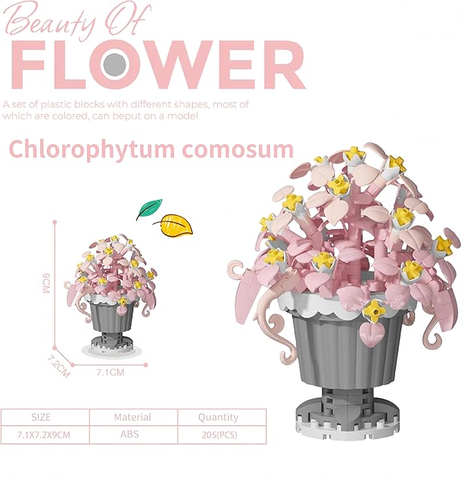 Party Favors for Kids, Tiny Plants Mini Flowers Building Blocks Set for Classroom Prize, Flowers Building Toy, Birthday Gifts for Boys Girls (Convallaria majalis+Chlorophytum comosum)