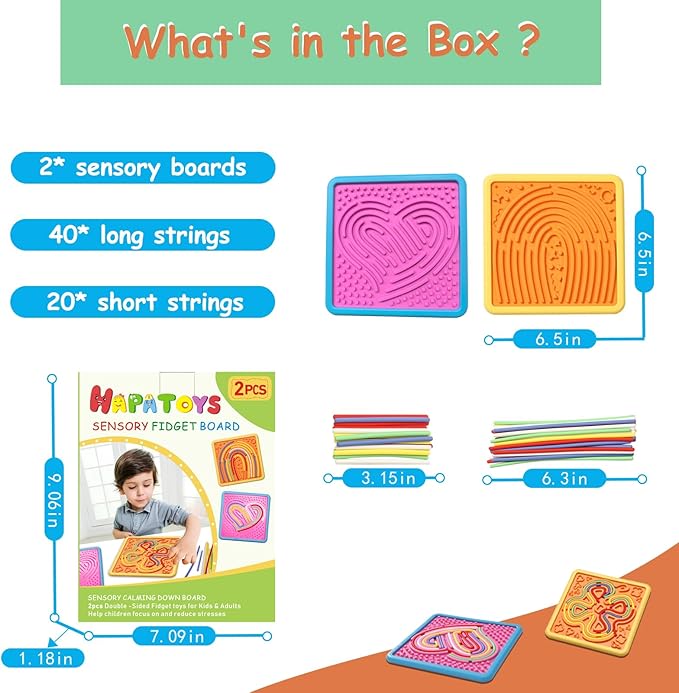 Sensory Activity Board Toys for Kids: 2Pack Double-Sided Sensory Fidget Toys for Stress Anxiety & Calming with Travel Bag | Travel Airplane Essentials Toys for Toddler Boys & Girls Ages 3 4 5 6 7 8
