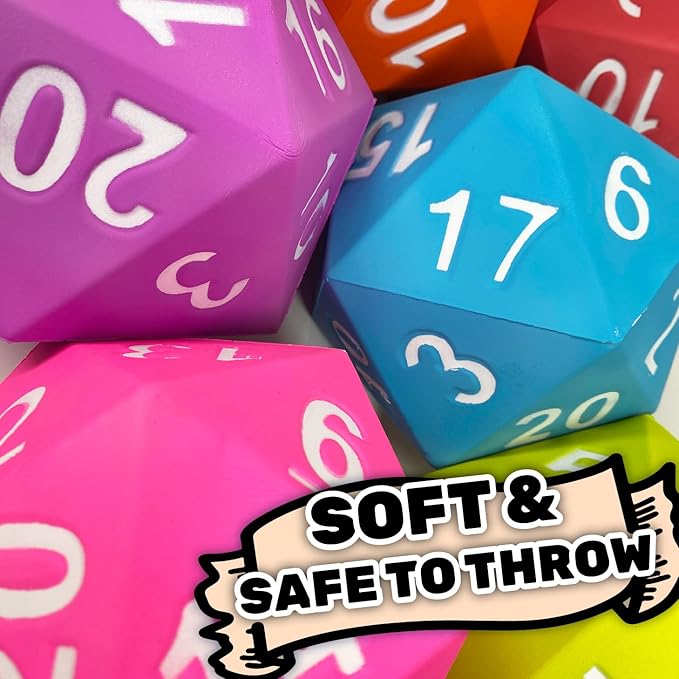 KESS Giant D20 Foam Dice: Oversized 20-Sided Dice for RPG and Collectors - 6 Vibrant Colors, Perfect for Outdoor Fun in Backyard, Pool, Beach. Ages 6+ (Purple)