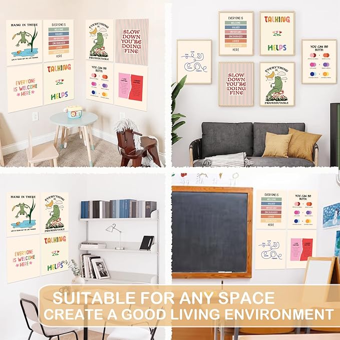 Mental Health Posters Therapy Posters for Office 11"x14" Mental Health Wall Art Inspirational Positive Quotes Poster for Home Classroom School Counselor Counseling Office Decor(frog9)