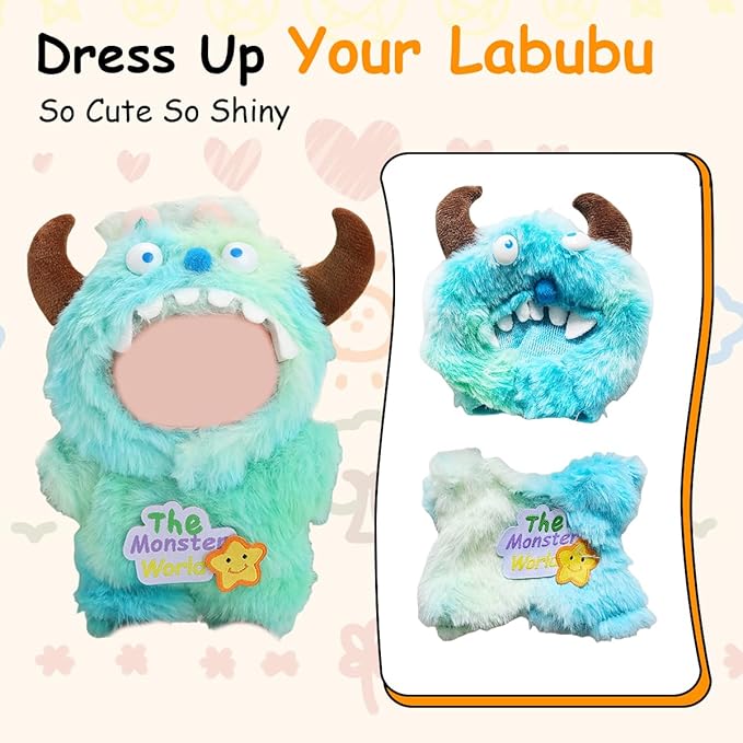 17cm Doll Clothes Set, Premium Jeans & Knitted Sweater Outfit for 17cm 15cm Dolls, Cute Dress Up Fashion, No Doll Included (Monsters, 17cm/15cm)