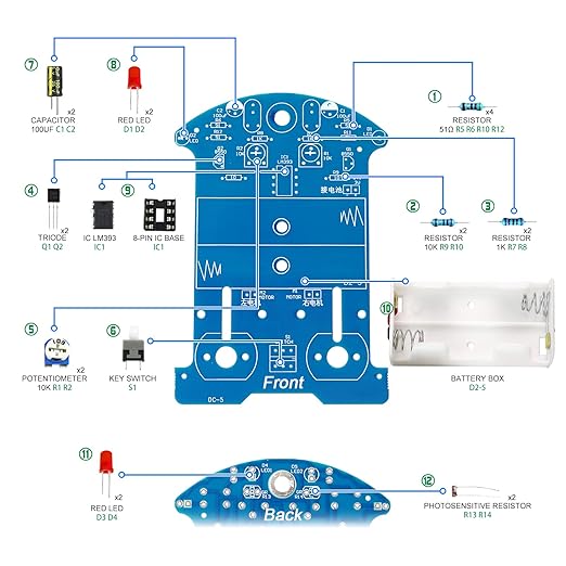 Soldering Practice Kit DIY D2-5 Tracking Car Plug-in Circuit Kit Learn Soldering Kit for Beginners
