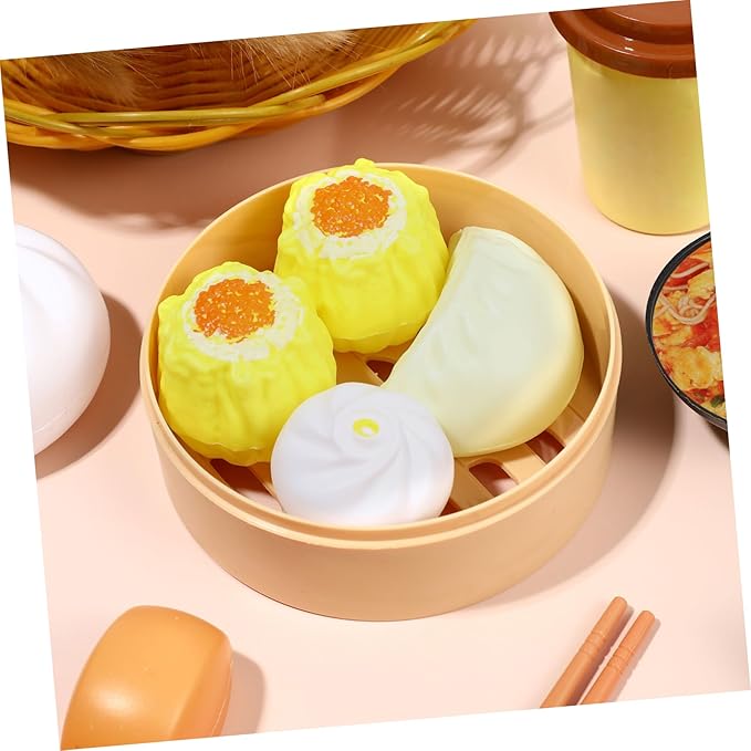 Chinese Breakfast Pretend Play Food Sets for Kids Kitchen 2 Sets Chinese Breakfast Mini Food Play Set Children Pretend Play Toy for Children Family Dollhouse Furniture