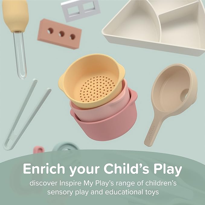 Inspire My Play - 4 x Mini Silicone Scoops - Perfect for Sensory PlayTray - Sensory Bin Accessories - Special Education Classroom Supplies - Montessori Education Toys - Multi-Purpose Shovel - Natural