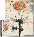 Tucocoo Banksy Angel Girl Jigsaw Puzzle 1000 Pieces Retro Street Art Puzzles for Adults, Floral Art Jigsaw Puzzles 1000 Piece for Challenging Family Games DIY Crafts Puzzle for Home Decor Gifts
