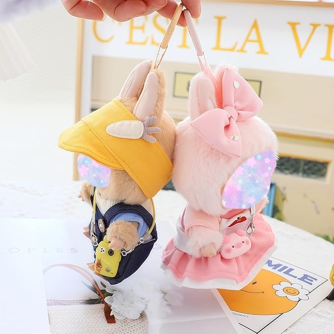 17cm Doll Clothes Set, 6 Pieces Dress Skirt Outfit Set for 6.7inch Doll Suit, Cute Fashion Bowknot Shoes Clothes Accessories for 1st/2nd/3rd Gen Dolls Play & Display Pink