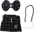 17cm Doll Clothes Dress Hairpin 3 Piece Set Luxury Accessories Outfit Set for 17cm Dolls(NO Doll)(Colorful Shirt+Bow Hairpin+Bag)