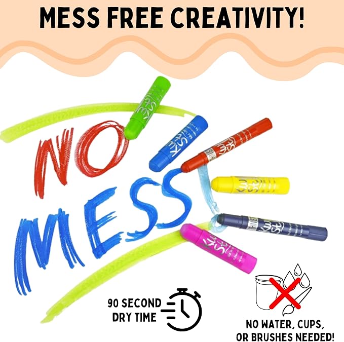 Kwik Stix Solid Tempera Paint Sticks, Washable, Rainbow Colors, 10 Non-Toxic Quick Drying, Allergen Free, Paint Sticks for Kids and Toddlers