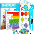 2026 New Magnetic Fraction Demonstration Book for Kids, 102 Pcs Magnetic Fraction Tiles & Fraction Circles, Educational Puzzle Math Fraction Manipulatives Disc Set for Early Math Skills (D)