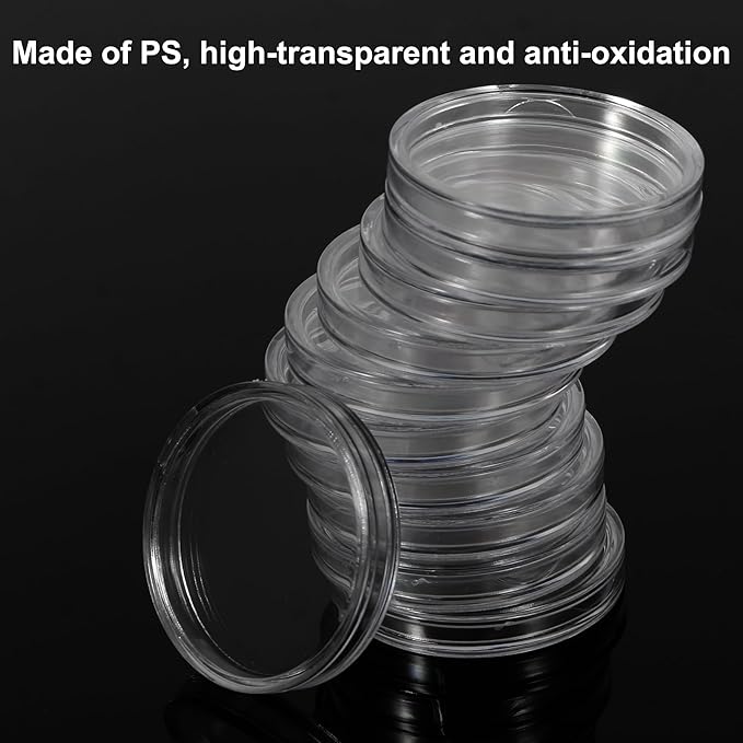 FRIMOONY 2 Pack 30mm Coin Capsules, with Foam Gasket and Plastic Storage Box, for Coin Collection