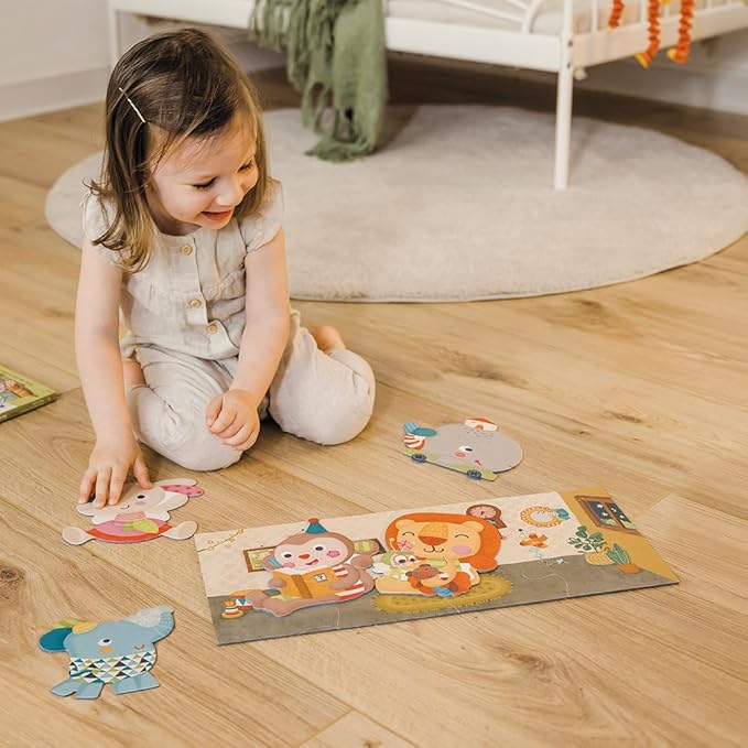 Bababoo & Friends Play with Friends Puzzle Pairs, 18 Matching Pieces for Toddlers 18+ Months, 17" x 8" Board, Develops Problem Solving, Motor Skills & Social Learning, Educational Toy for Early Play