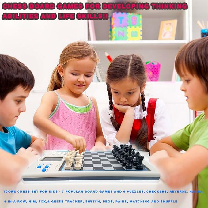 iCore Electronic Chess Set, Talking Chess Master Pro, 30 Skill Levels and 14 Brain Games, 1 or 2-Player Modes for All Ages