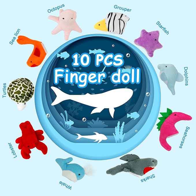 Sealive Finger Puppets for Toddlers 1-3, Animal Finger Puppets, Soft Plush Animal Toys for Storytelling, Educational Toy Set for Boys & Girls, Great for Home, School, Parties & Travel