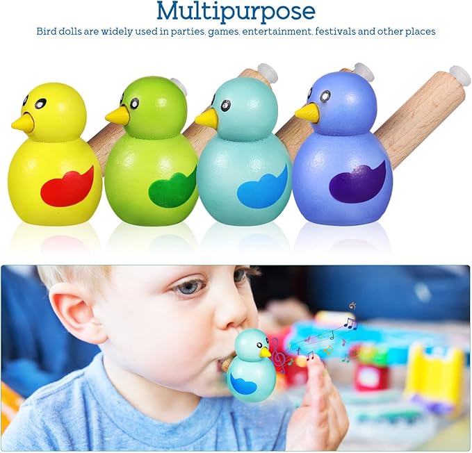 7Pcs Wooden Whistle for Kids, Cute Cartoon Animal Bird Whistle Set, Musical Instrument Early Learning Props Party Favors for Girls Boys