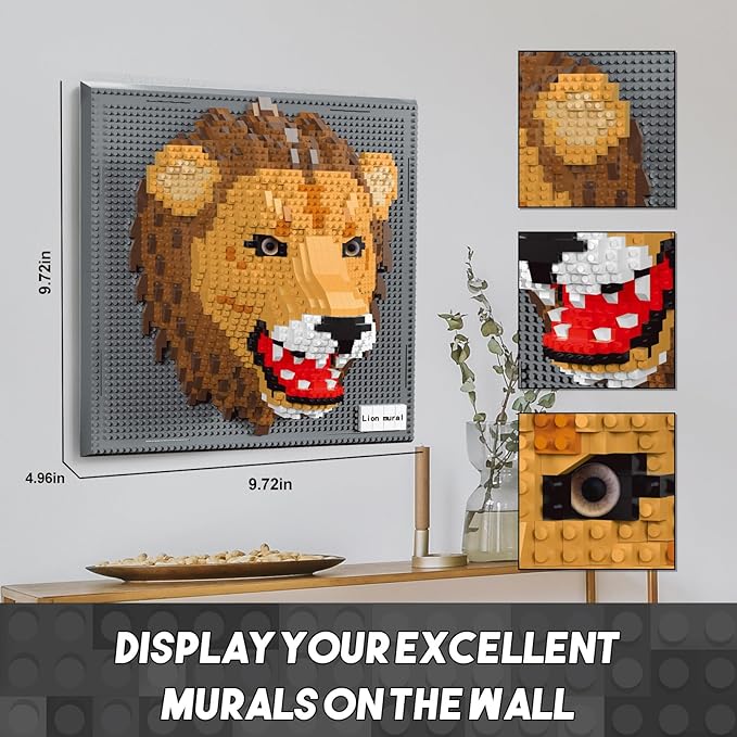 Lion Micro Mini Building Block Sets for Adults, No Compatible with Lego, 3D Animals Wall Art Kits for Home Wall Decor & Table Display, Creative Toy Gifts for Kids Teens Boys Girls (2005 PCS)