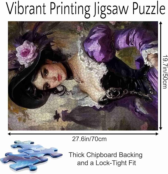 Medieval Women 1000 Piece Jigsaw Puzzles for Adults Challenging Puzzle Perfect for Game Nights Court Lady Fishbone Skirt Princess 1000 Piece Puzzle Finished Size is 27"x20"Inch