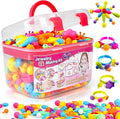 FUNZBO 520+ Snap Pop Beads - Jewelry Making Kit for Kids, Arts and Crafts for Kids Ages 4-8, Toys for 3 4 5 6 Years Old Girls Birthday Gifts Ideas, Bracelet Necklace Ring Snap Set for Little Girls