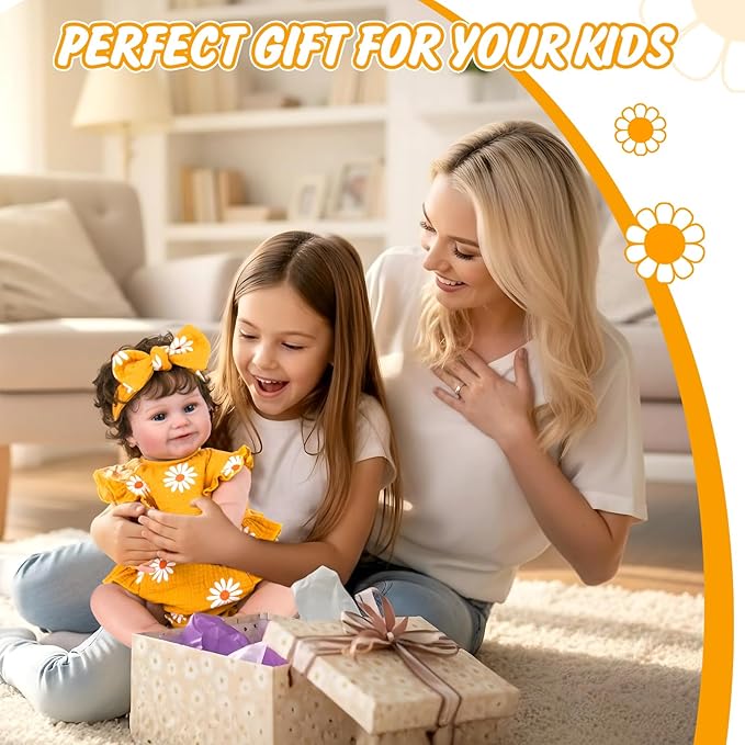Aori Lifelike Reborn Baby Dolls - 20'' Realistic Laughing Newborn Baby Girl with Weighted Cloth Body and Wig Hair, Reborn Doll Gift for Girls Kids Adults 3+