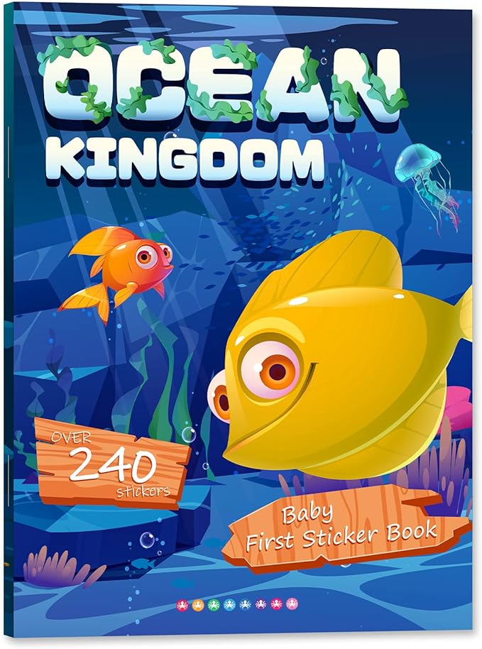 Sticker Book for Kids, 240+ Animal Ocean Stickers & 8 Scenes Activity Sheet, Reusable Busy Book, Seek and Find Sticker Coloring Pad, for Boys Girls Toddlers Ages 2-4 4-8 Years Old 3-5 6-7