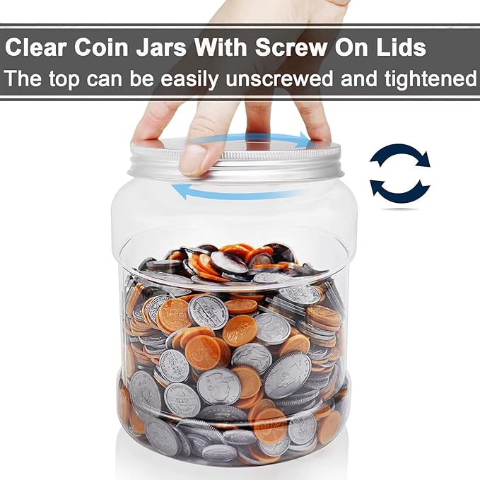 Large Clear Coin Bank Jar with Slotted Lid, Big Plastic Money Tip Change Savings Coin Jar for Piggy Bank or Raffle Ticket, Clear Money Coin Tip Piggy Change Bank Box for Adults Teens Kids