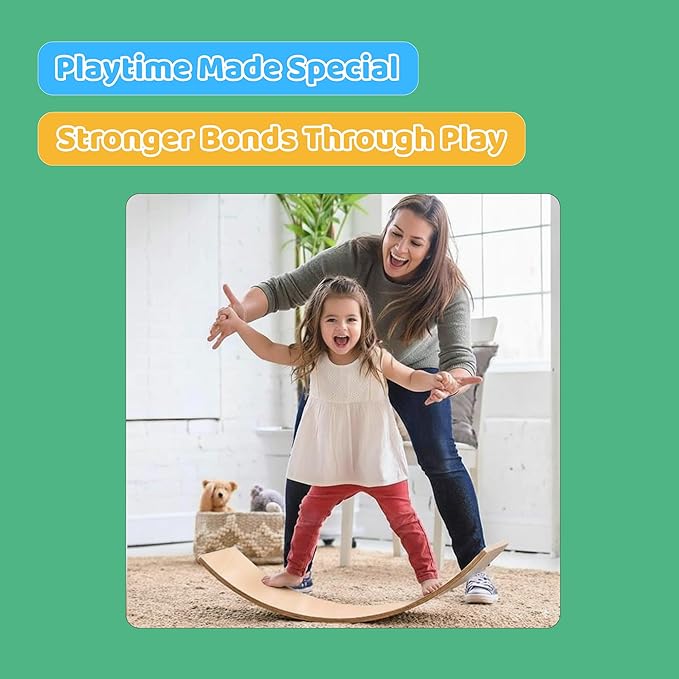 Wooden Wobble Balance Board - 37'' Natural Wobble Board, Montessori Open-Ended Toy, Waldorf Learning & Core Strength Exercise