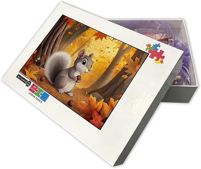 500 Piece Jigsaw Puzzle - Autumn Squirrel - Adult Animal Jigsaw Puzzle, Wooden Puzzle, Promote Hand-Eye Coordination, Family and Friends Gathering, Family Puzzle