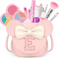 Kids Makeup Kit for Girls - 15 Pcs Real Washable Make Up Set - Non Toxic Toddlers Cosmetic with Letter Mouse Ear Purse - Dress up Birthday Gifts for 3 4 5 6 7 8 Years Old Girls - E