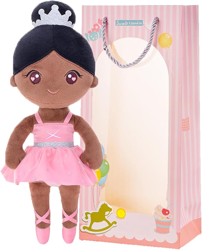 Gloveleya Ballet Dolls Baby Girl Gifts Plush African American Ballerina Doll Bronze 13"