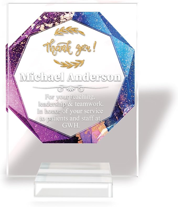 Custom Engraved Acrylic Employee Recognition Award – Personalized Appreciation Trophy for Corporate Excellence – Desk Display Plaque with Free Customization (Style #6)