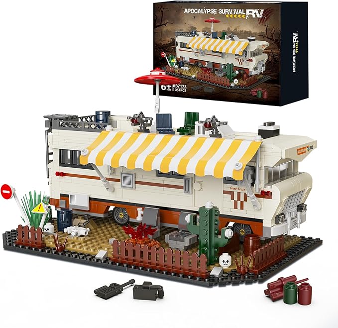 Camper RV Building Block 1054 pcs, Halloween Haunted Dale’s RV Vehicles Construction Building Bricks Set Compatible with Lego for Boys, Walking Breaking RV Birthday Gift, Camper Van for Adults Kids