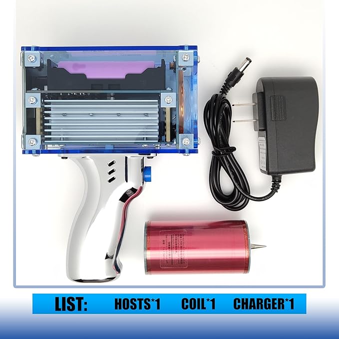 2025 Tesla Coil Handheld Gun,Plasma Coil Desktop Toy Science Education kit Mode Touchable Artificial Lightning Spark Gap Arc Generator Teaching Experiment Tool Teen boy Gifts(Portable Mode of Charger)