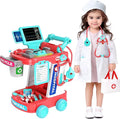 Doctor Kit for Kids, Pretend Doctor Playset for Toddlers with Cart, Costume and Stethoscope, Role Play Medical Toy for Girls Boys Toddlers 3-8 Birthday Gifts (Pink)