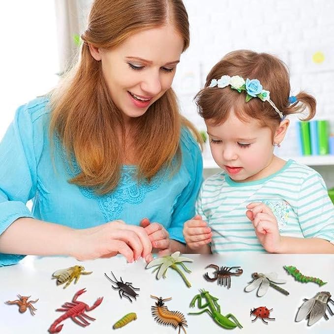 30 Pack Bug Toys Fake Plastic Bugs and Insects for Kids Toddler Halloween Birthday Party Favors Easter Valentines Basket Stuffers Goodie Bag Fillers April Fool's Day Prank Gifts Fake Bugs Toys