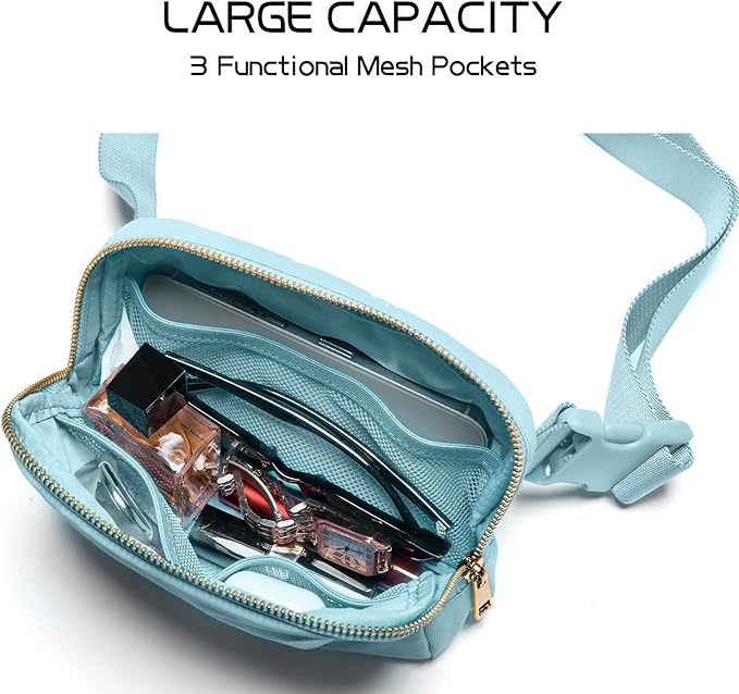 Gitus Gifts for 8 9 10 11 12 Year Old Girls Belt Bag Fanny Pack Crossbody Bags with Initial Letter Patch Cute Stuff Birthday Gifts for Teen Girls Women Personalized Trend Stuff (Icing Blue-O)