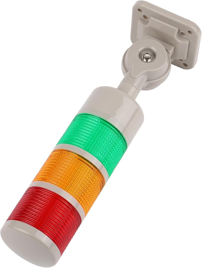 Led Signal Tower Stack Lights, Industrial Warning Column Lamp, Andon With Rotatable Base, Steady/Flashing Switchable, 12V 24V DC (3-Layer, With Buzzer)