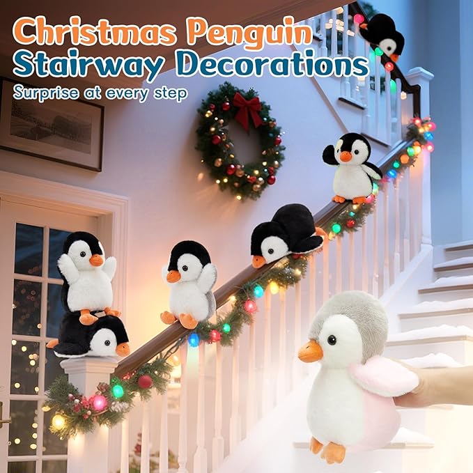 MaoGoLan 6Pcs Penguin Plush 10 inch Stuffed Penguins in Bulk, Fluffy Penguin Stuffed Animals Arctic Theme Party Favors for Girls Kids Christmas Decorations Valentine's Day Birthday Gift