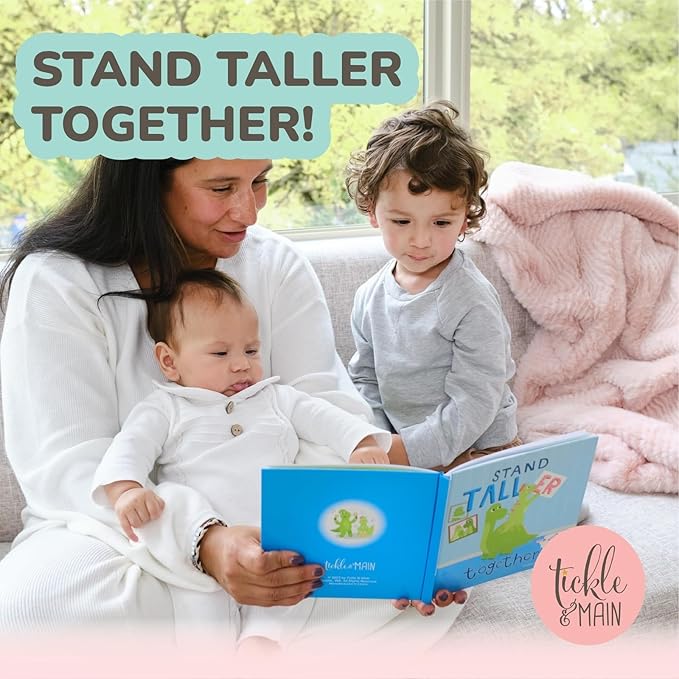 Tickle & Main Big Brother Gift Set with Dinosaur Plush & Storybook - Green Cotton Plush, 7" & 5.5", Ages 2+ - Big Brother Book & Little Sister Dinosaur Toy for Sibling Bonding