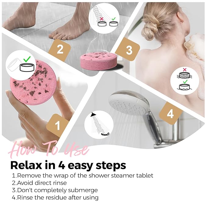 Shower Steamers Aromatherapy Birthday Gifts for Women - SWCANDY 8 Pcs Stocking Stuffers Gifts for Adults Mom Men Teen Self Care with Natural Essential Oils Relaxation Home SPA Christmas Strawberry