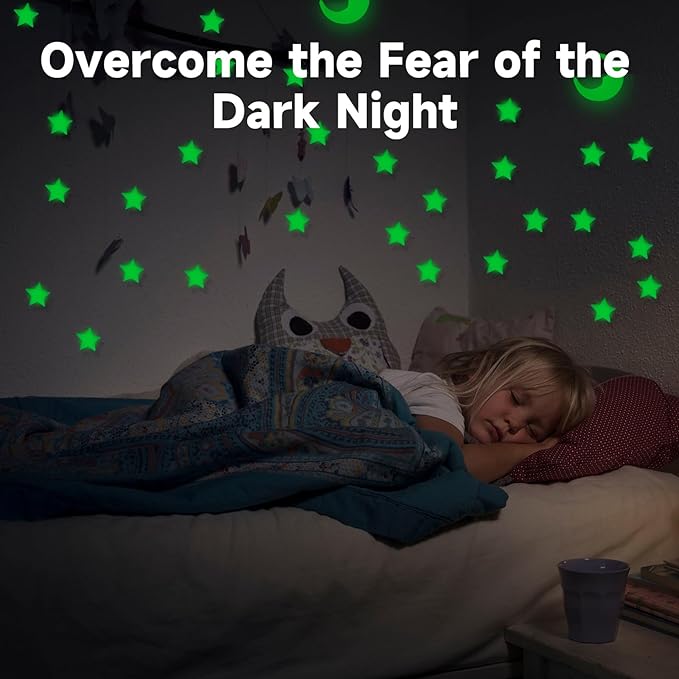 Glow in The Dark Stars for Ceiling,45Stars & 1Moon,Glow in The Dark Stars,Luminous Star and Moon Wall Stickers,Star Stickers for Bedroom Decor, Birthday Gifts（Green）