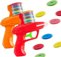 Sumind 2 Pieces Foam Disc Launcher Zip Shot Shooter Disc Shooter (Red, Orange)