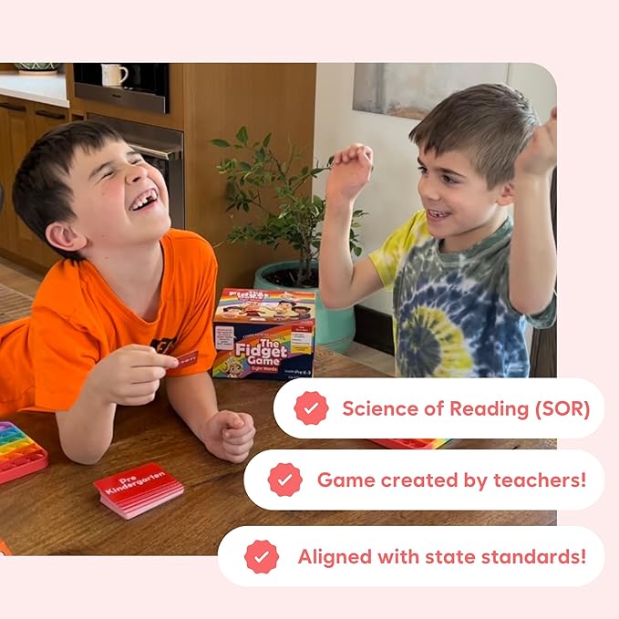 THE FIDGET GAME Kindergarten Learning Bundle - Flashcards and Pop Fidget Toys for Kids Pre-K to Grade 3 - Learning Activities and Games for High-Frequency Dolch Sight Words - Includes Mats and Dice