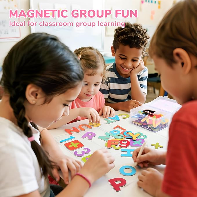 JoyCat Wooden Magnetic Letters and Numbers, Large Size Alphabet ABC 123 Fridge Magnets for Toddlers & Kids, Uppercase Lowercase, Preschool Spelling Learning Refrigerator Gift Toy Set (89 PCS)