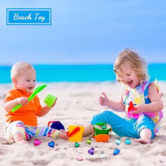Hicarer 30 Pieces Diving Gem Pool Toys Colorful Big Diamond Pirate Treasure Diving Gems Acrylic Heart Gemstones Summer Beach Underwater Swimming Toys for Kids Swimming Party Favor Pool Training Gift